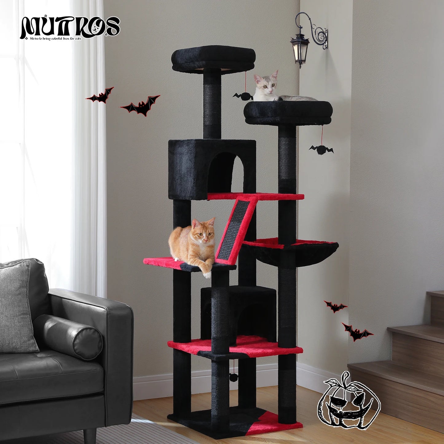 Large Cat Tree Tall Cat Tower for Indoor Cats Multi-Level Plush Cat Condo with Scratching Posts Scratching Boards Perches Caves