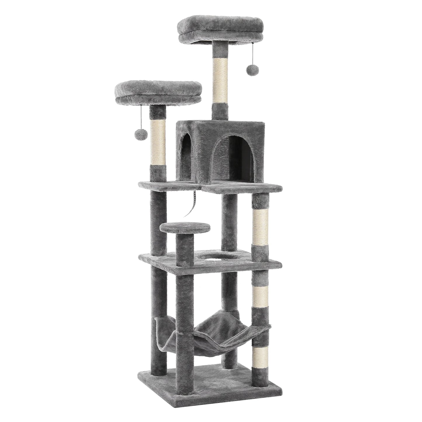 Large Cat Tree Tall Cat Tower for Indoor Cats Multi-Level Plush Cat Condo with Scratching Posts Scratching Boards Perches Caves