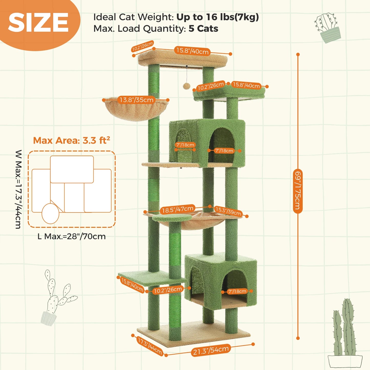 Large Cat Tree Tall Cat Tower for Indoor Cats Multi-Level Plush Cat Condo with Scratching Posts Scratching Boards Perches Caves