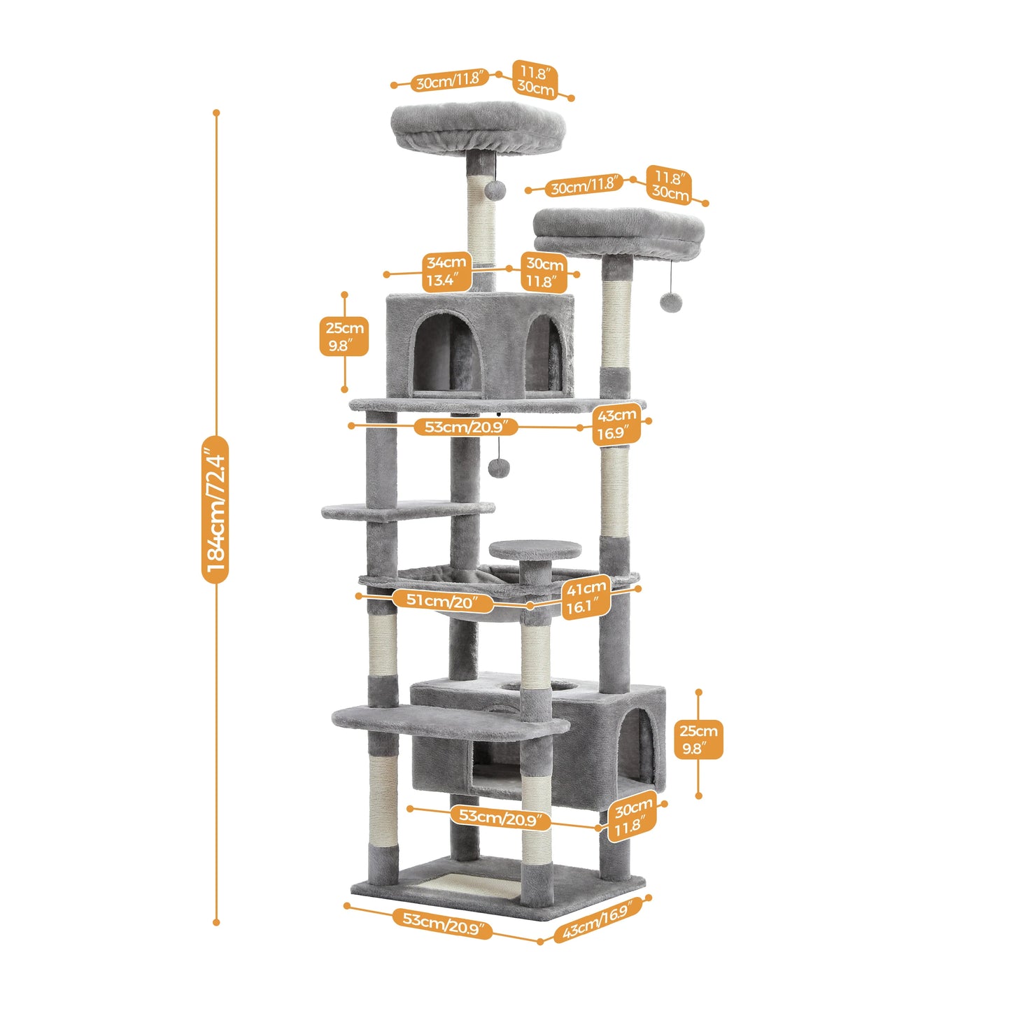 Large Cat Tree Tall Cat Tower for Indoor Cats Multi-Level Plush Cat Condo with Scratching Posts Scratching Boards Perches Caves