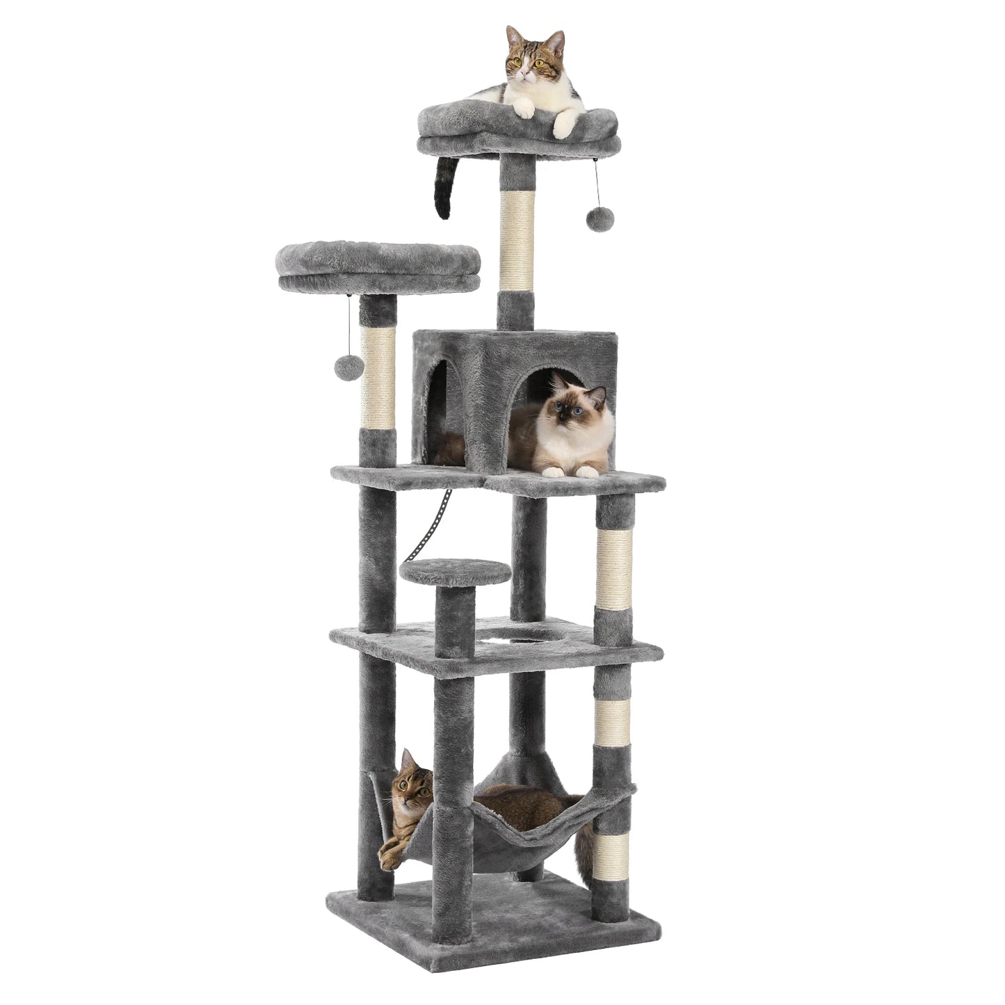 Large Cat Tree Tall Cat Tower for Indoor Cats Multi-Level Plush Cat Condo with Scratching Posts Scratching Boards Perches Caves