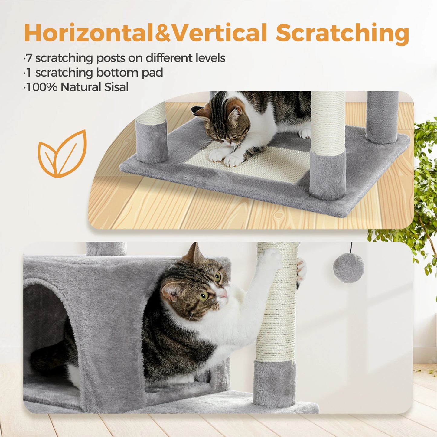 Large Cat Tree Tall Cat Tower for Indoor Cats Multi-Level Plush Cat Condo with Scratching Posts Scratching Boards Perches Caves