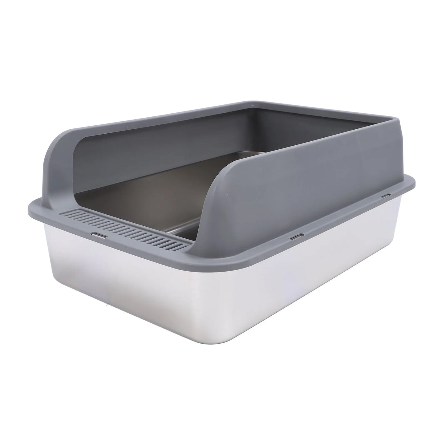 Stainless Steel Litter Box Spacious Odorless Top Entry Design High Sides Stainless Steel Cat Litter Box with Lid for Large Cats