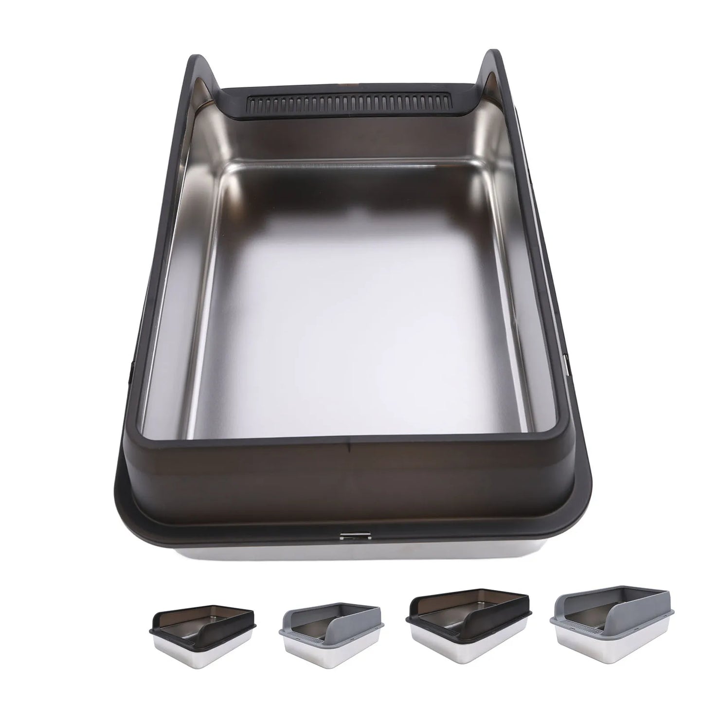 Stainless Steel Litter Box Spacious Odorless Top Entry Design High Sides Stainless Steel Cat Litter Box with Lid for Large Cats