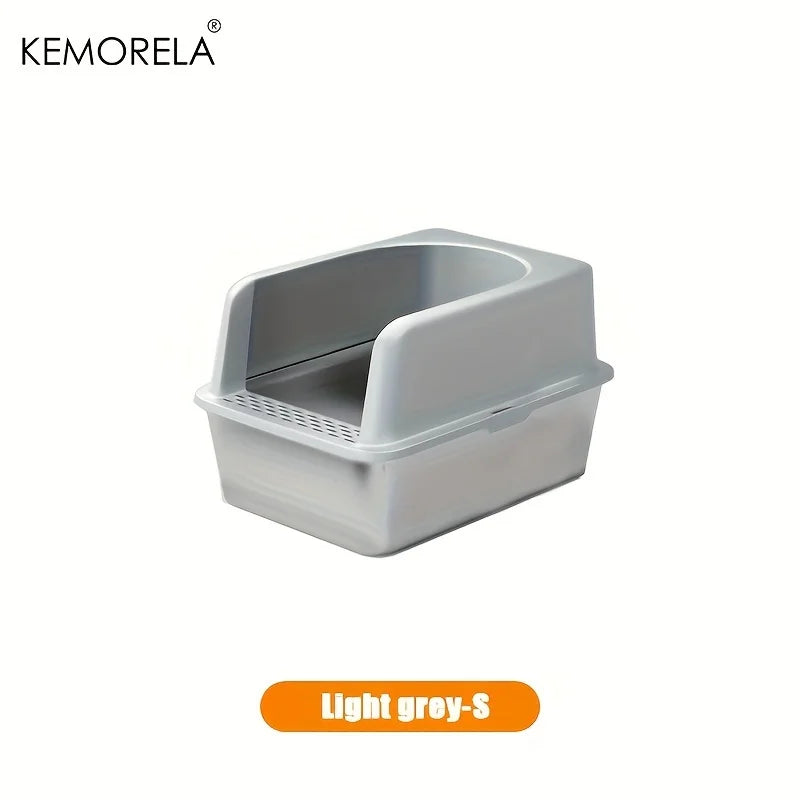 XL 60/50CM Stainless Steel Litter Box With Lid High Side Large Litter Box Suitable For Large and Small Cats Does Not Absorb Odor