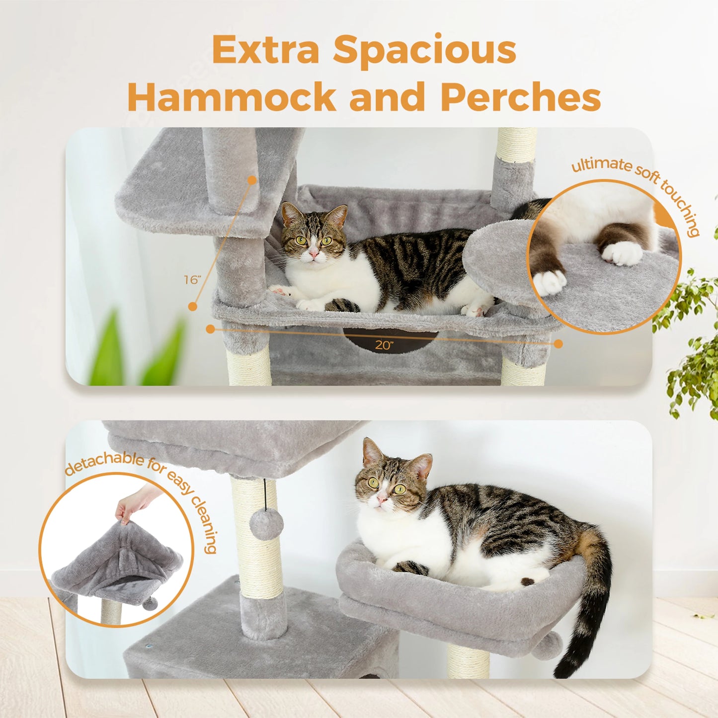 Large Cat Tree Tall Cat Tower for Indoor Cats Multi-Level Plush Cat Condo with Scratching Posts Scratching Boards Perches Caves