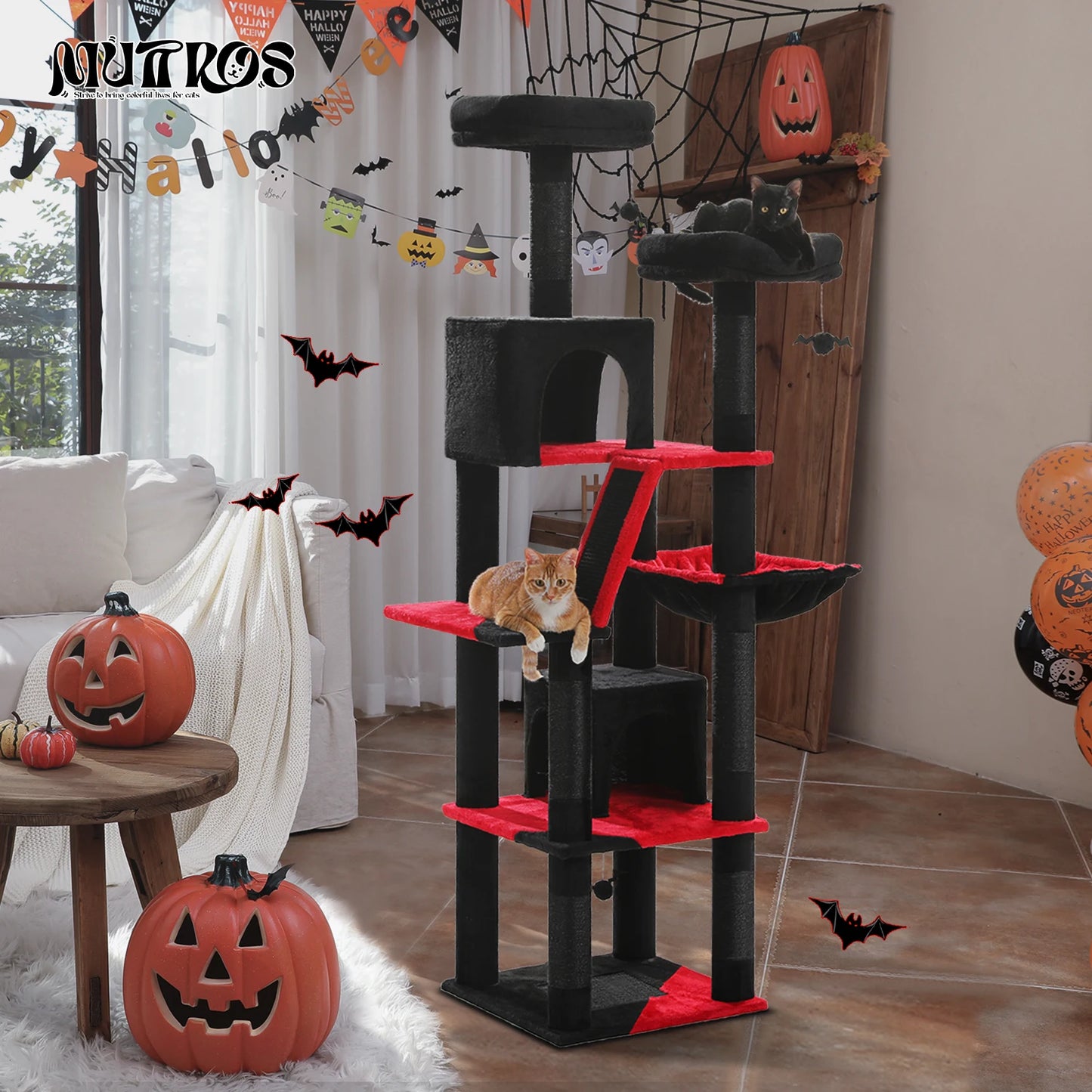 Large Cat Tree Tall Cat Tower for Indoor Cats Multi-Level Plush Cat Condo with Scratching Posts Scratching Boards Perches Caves