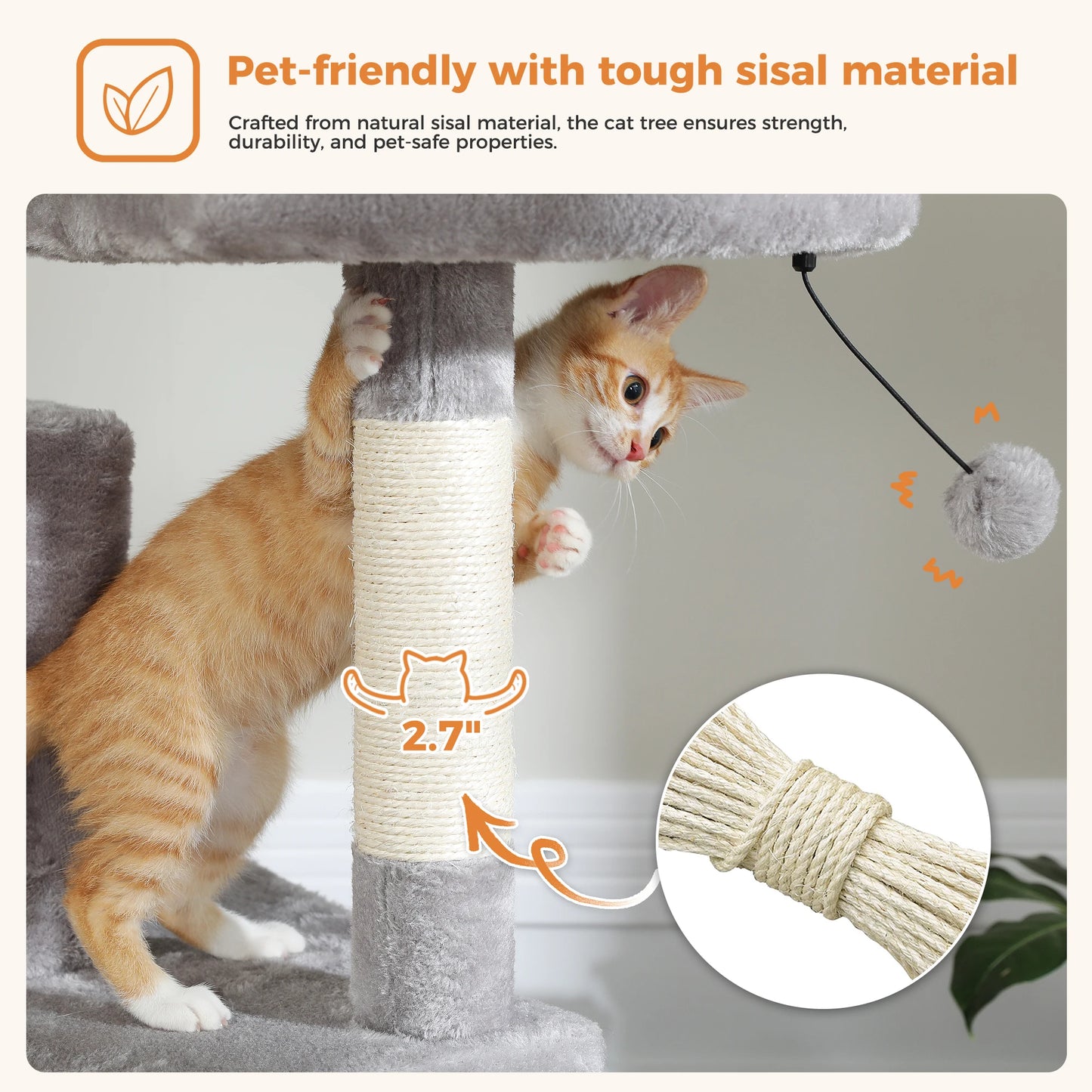 Large Cat Tree Tall Cat Tower for Indoor Cats Multi-Level Plush Cat Condo with Scratching Posts Scratching Boards Perches Caves